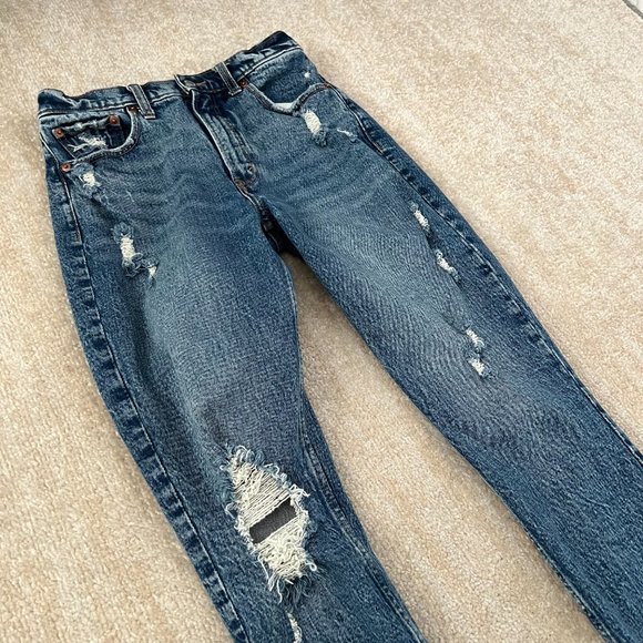 Abercrombie & Fitch High Rise Ripped Skinny Jeans 26 / 2 Blue - Picture 3 of 9